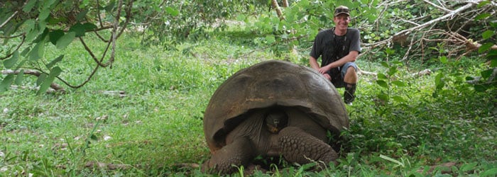 Ryan Dunleavy with Galapagos Tortoise